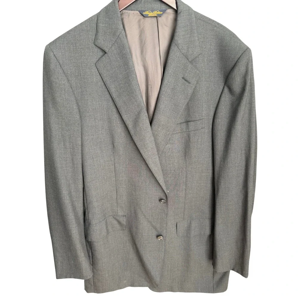 Brooks Brothers Makers Brooksease Blazer Men 42 Grey Wool Business Union USA